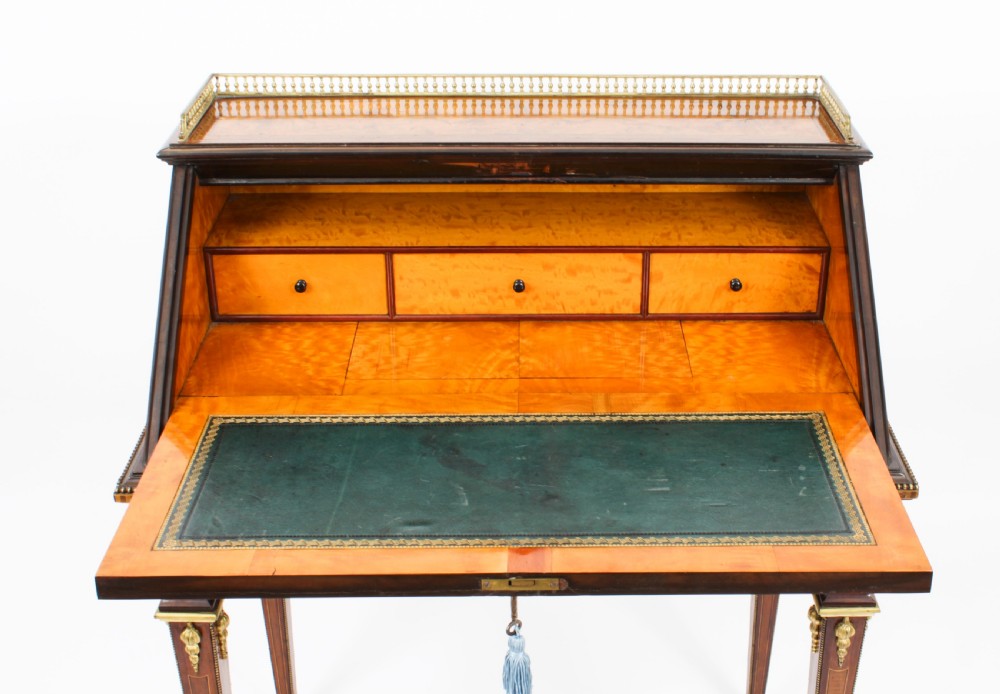 Antique French Walnut & Parquetry Bureau de Dame Desk 19th C
 View XXVII