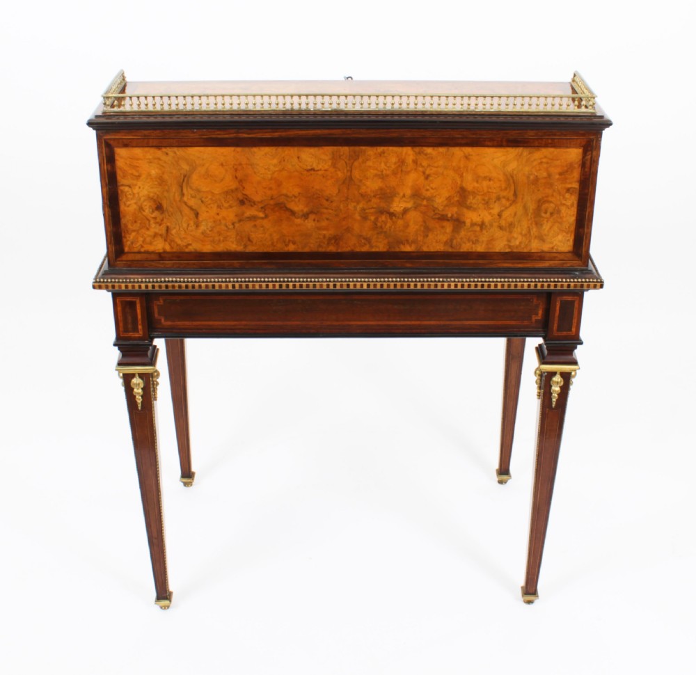 Antique French Walnut & Parquetry Bureau de Dame Desk 19th C
 View XXIX