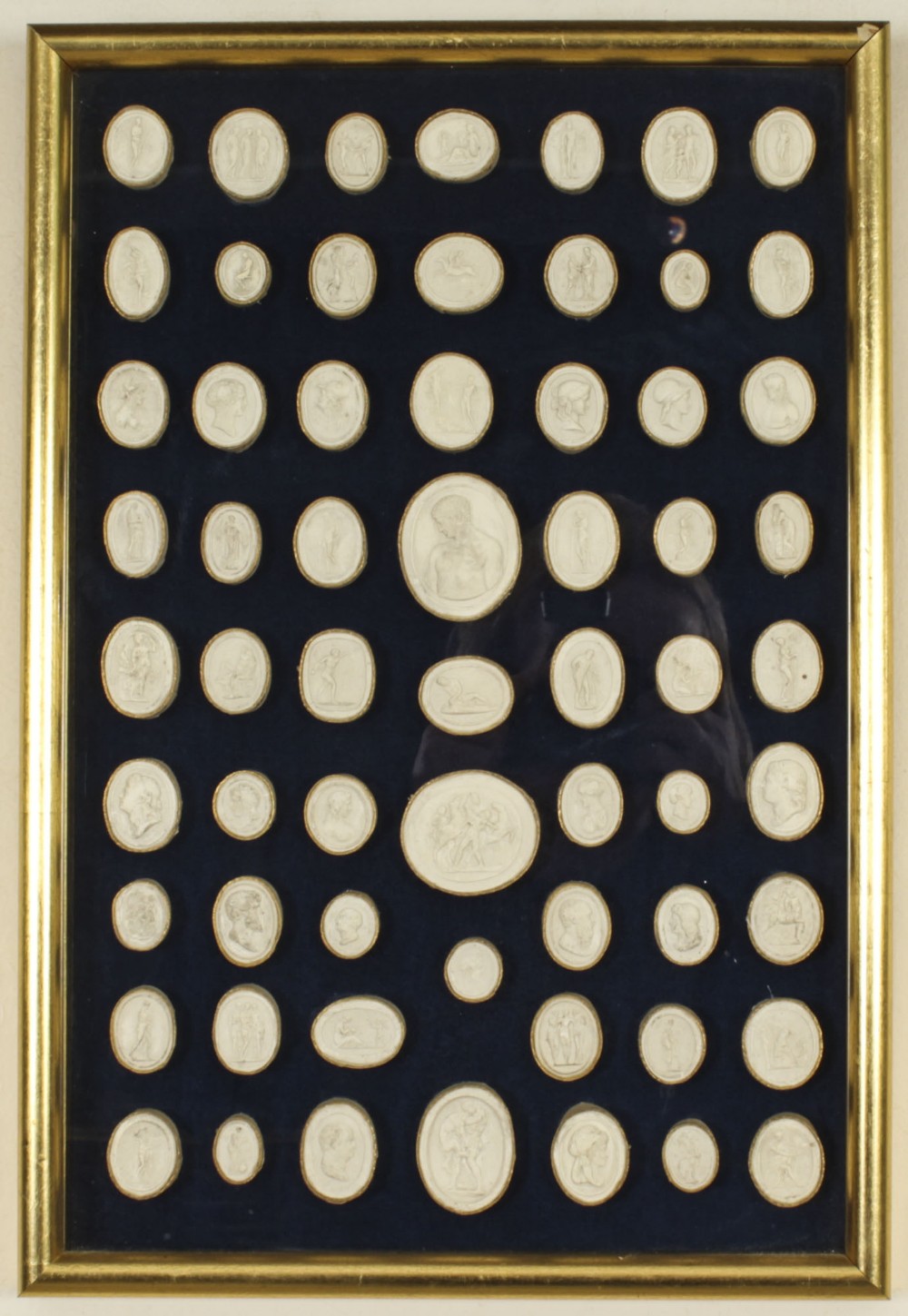 Antique Set of 63 Framed Grand Tour Giovanni Liberotti Intaglios 19th C
