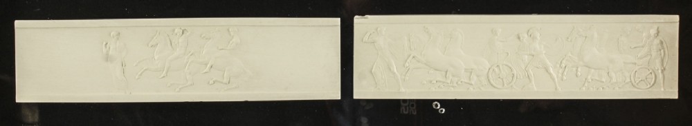 A set of three gilt-framed box displays housing white plaster Grand Tour intaglios mounted on dark backings. View XXVI