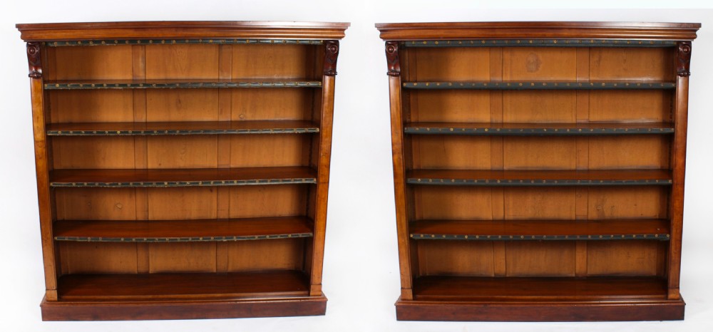 Antique Pair Victorian Mahogany Open Bookcases 19th Century
