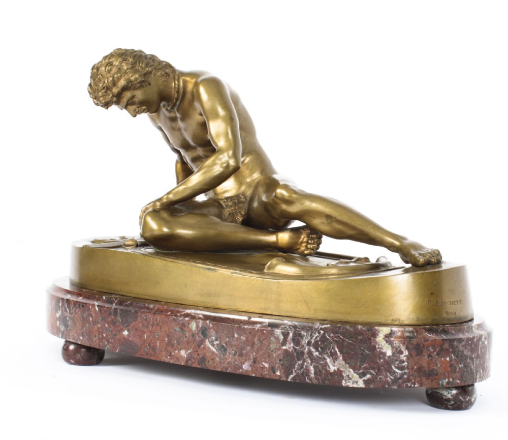Antique Bronze Sculpture of The Dying Gaul by B Boschetti Rome, 19th C
