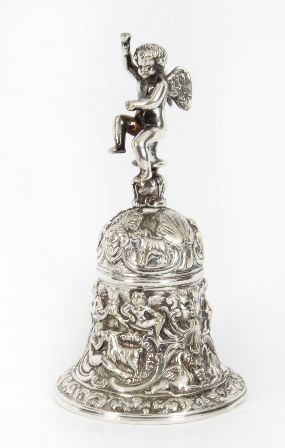 Antique Silver Plated Hand Bell Renaissance Revival 19th Century

