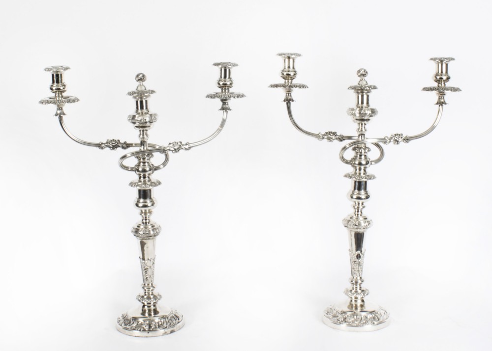 Antique Pair Regency Old Sheffield Plate Candelabra C1820 19th C
