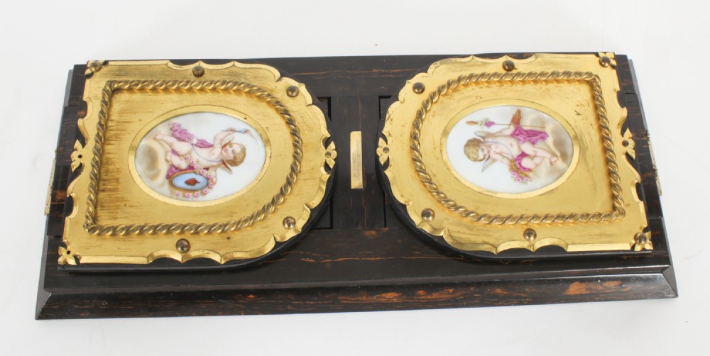Antique Victorian Betjemann's Porcelain Coromandel Book Slide 19th C
