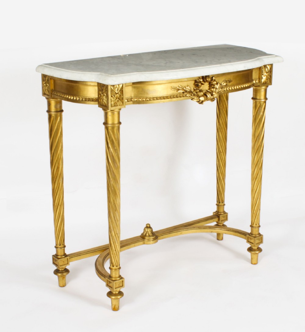 Antique French Napoleon III Carved Giltwood Console Pier Table c.1870 19th C
