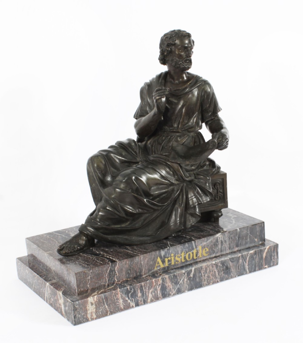 Antique Grand Tour Bronze Sculpture of Aristotle 19th C
