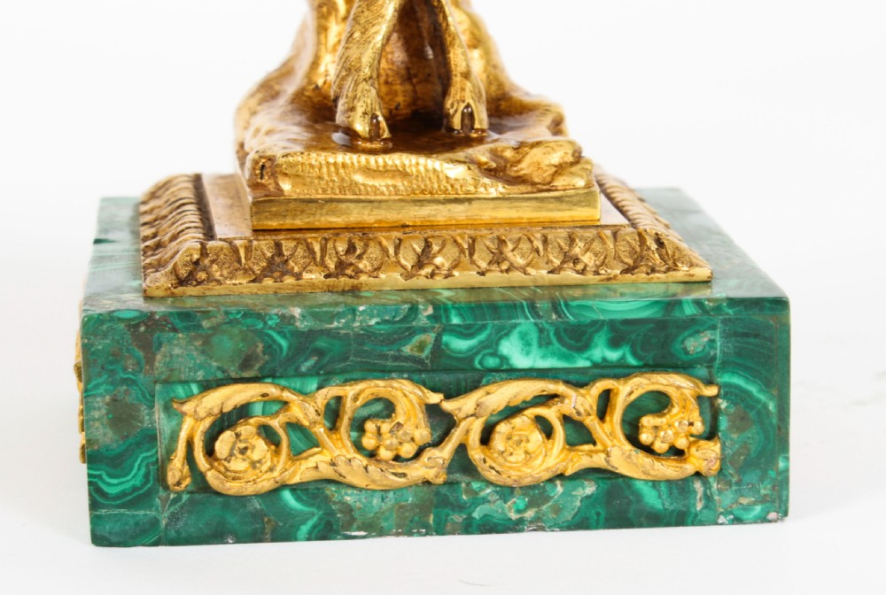 Antique Pair Russian Malachite & Gilt Bronze Candelabra Circa 1900
 View IV