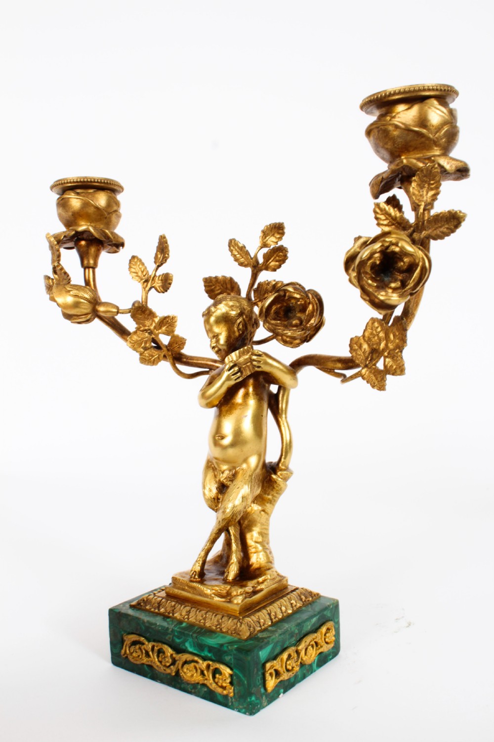 Antique Pair Russian Malachite & Gilt Bronze Candelabra Circa 1900
 View XIV
