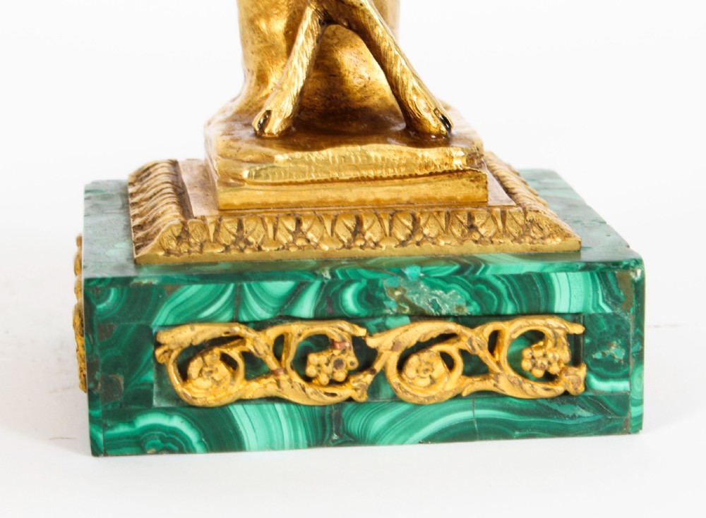 Antique Pair Russian Malachite & Gilt Bronze Candelabra Circa 1900
 View XX