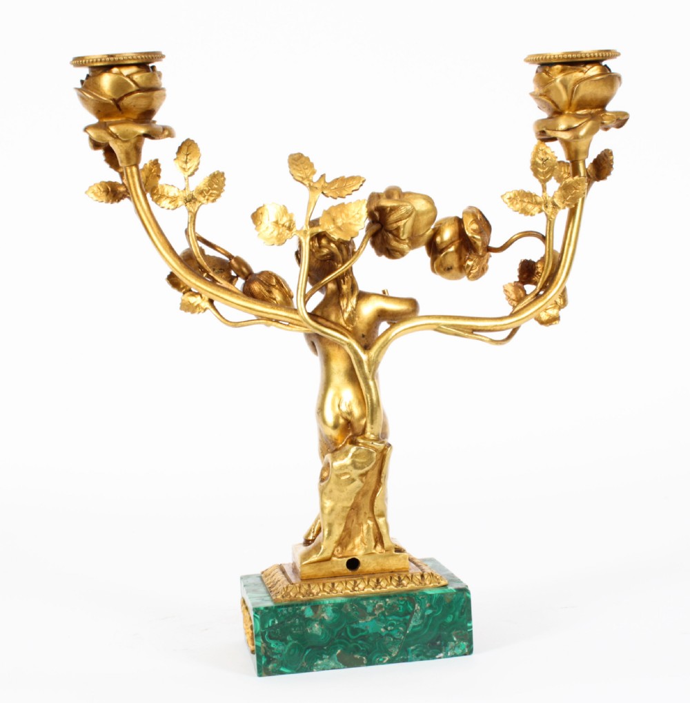 Antique Pair Russian Malachite & Gilt Bronze Candelabra Circa 1900
 View XXI