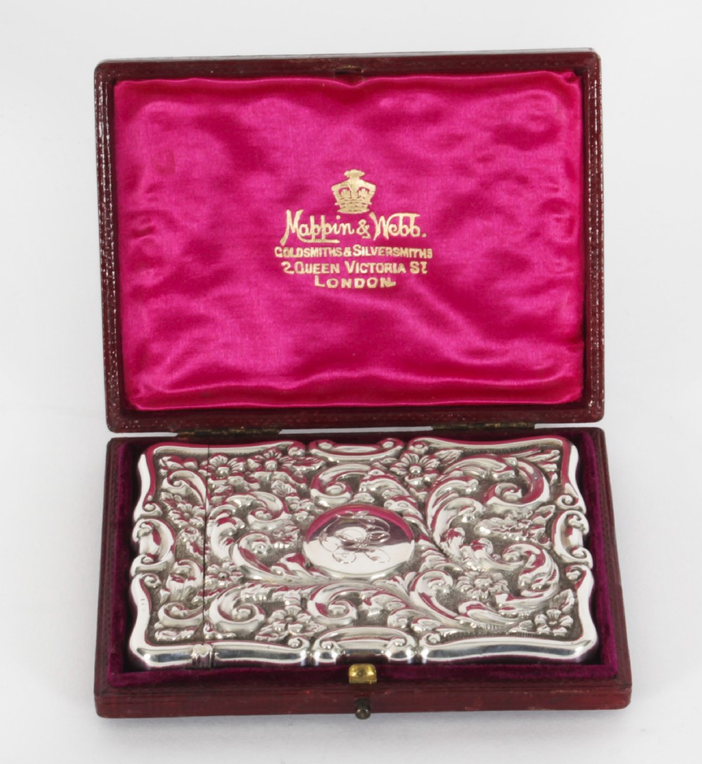 Antique English Sterling Silver Card Case Mappin & Webb 1904

