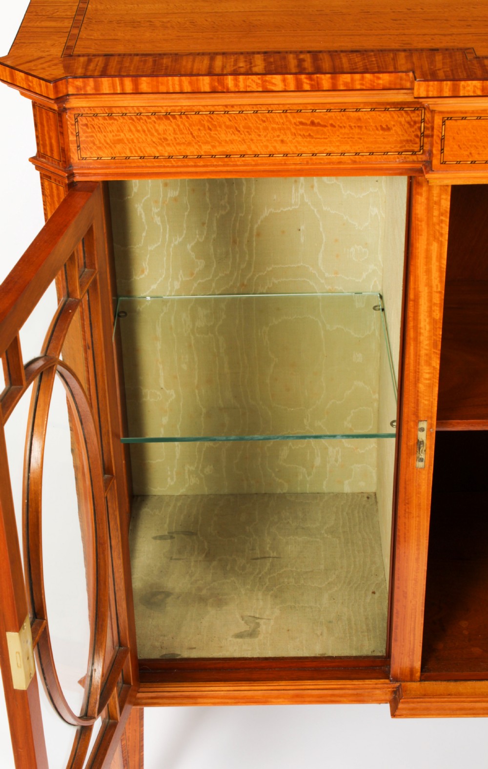 Antique Victorian Satinwood Breakfront Display Cabinet 19th C View XX