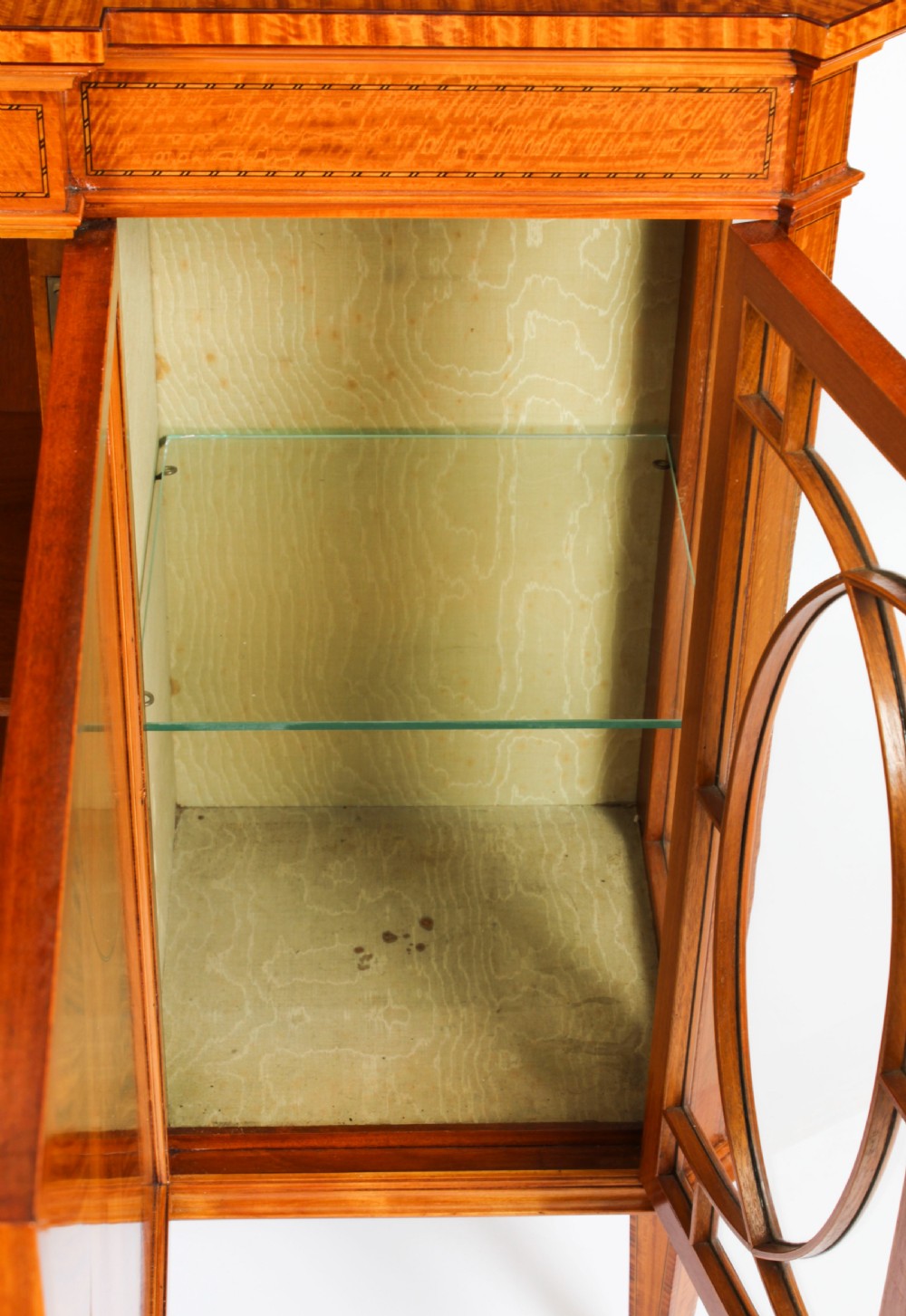 Antique Victorian Satinwood Breakfront Display Cabinet 19th C View XXII