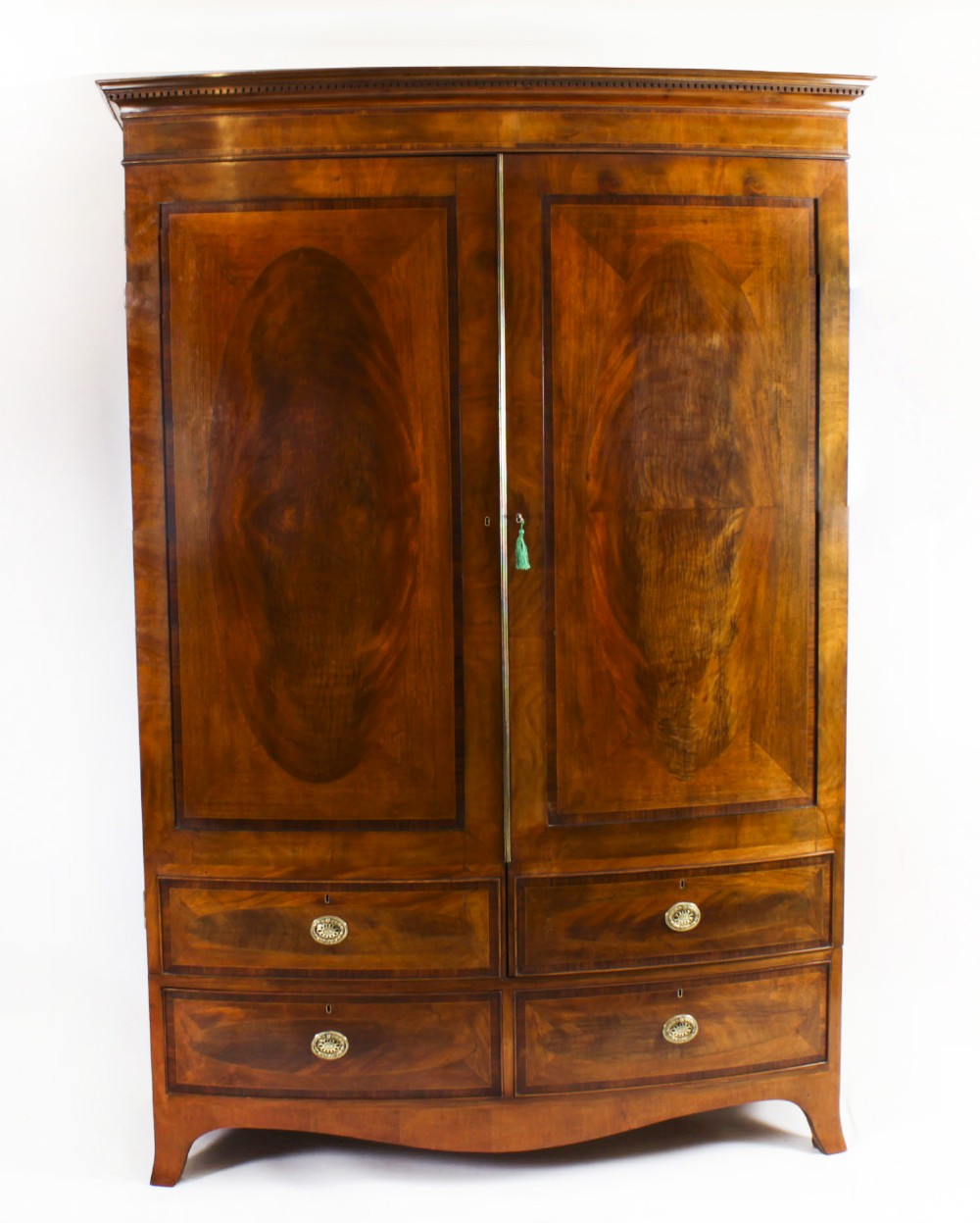 Antique English Victorian Bowfront Wardrobe 19th Century