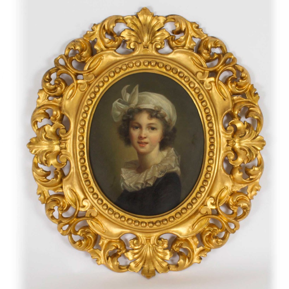 Antique Oil Painting of a Child in Florentine Gilded Frame 19th C