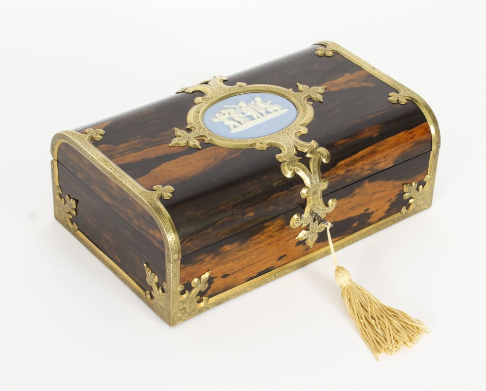 Antique Victorian Coromandel Jasperware Jewellery Casket C1870 19th C