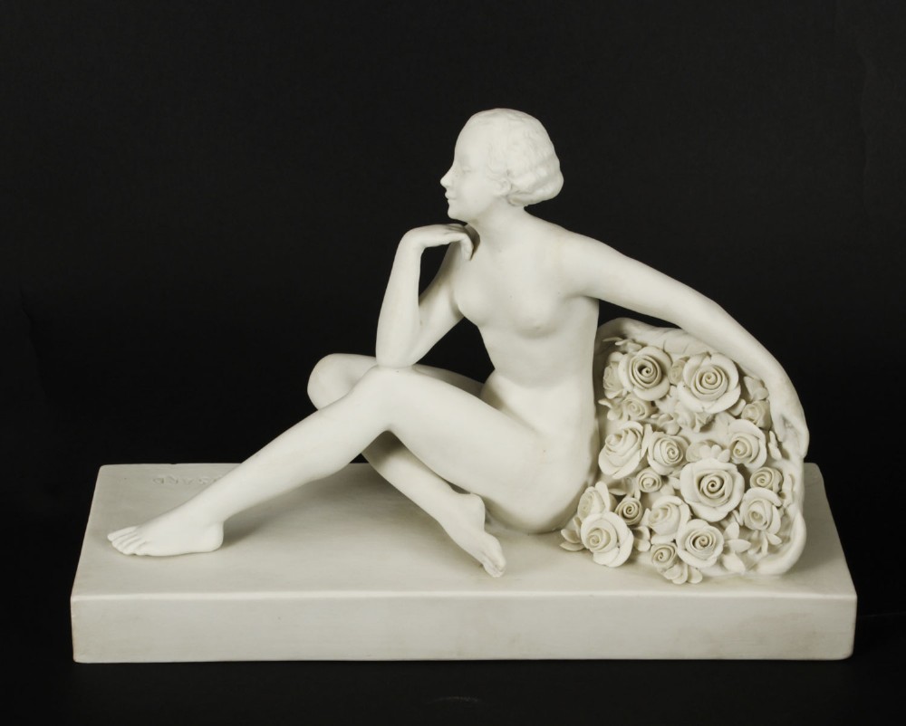 Antique Art Deco Bisque Porcelain Sculpture 