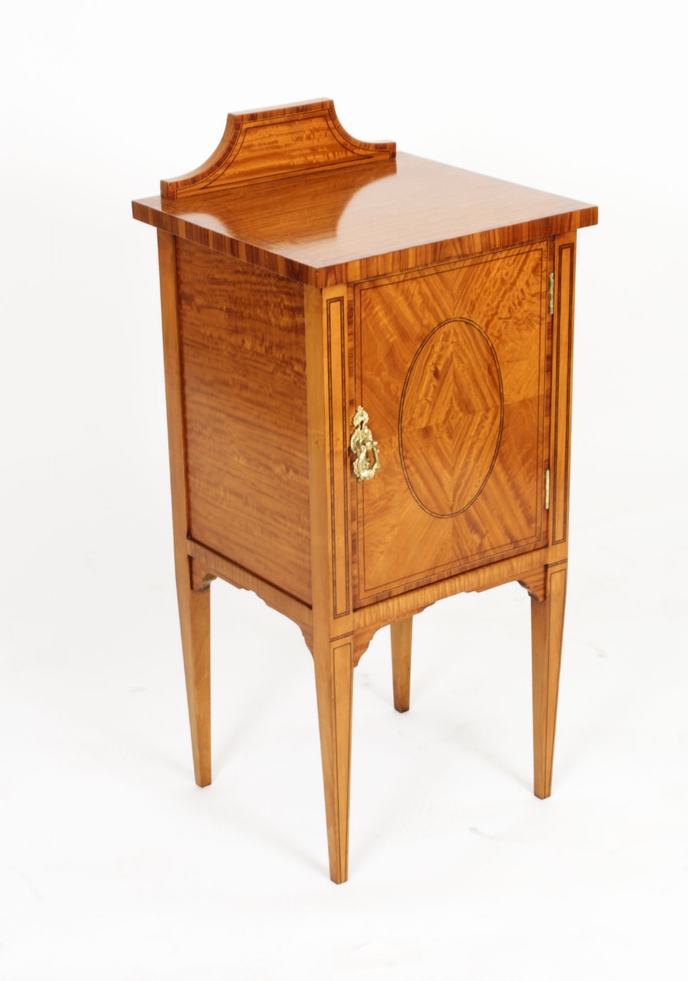 Antique Inlaid Satinwood Bedside Cabinet c.1880 19th Century