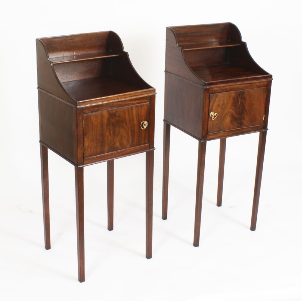 Antique Pair English Georgian Bedside Cabinets C1820 19th C