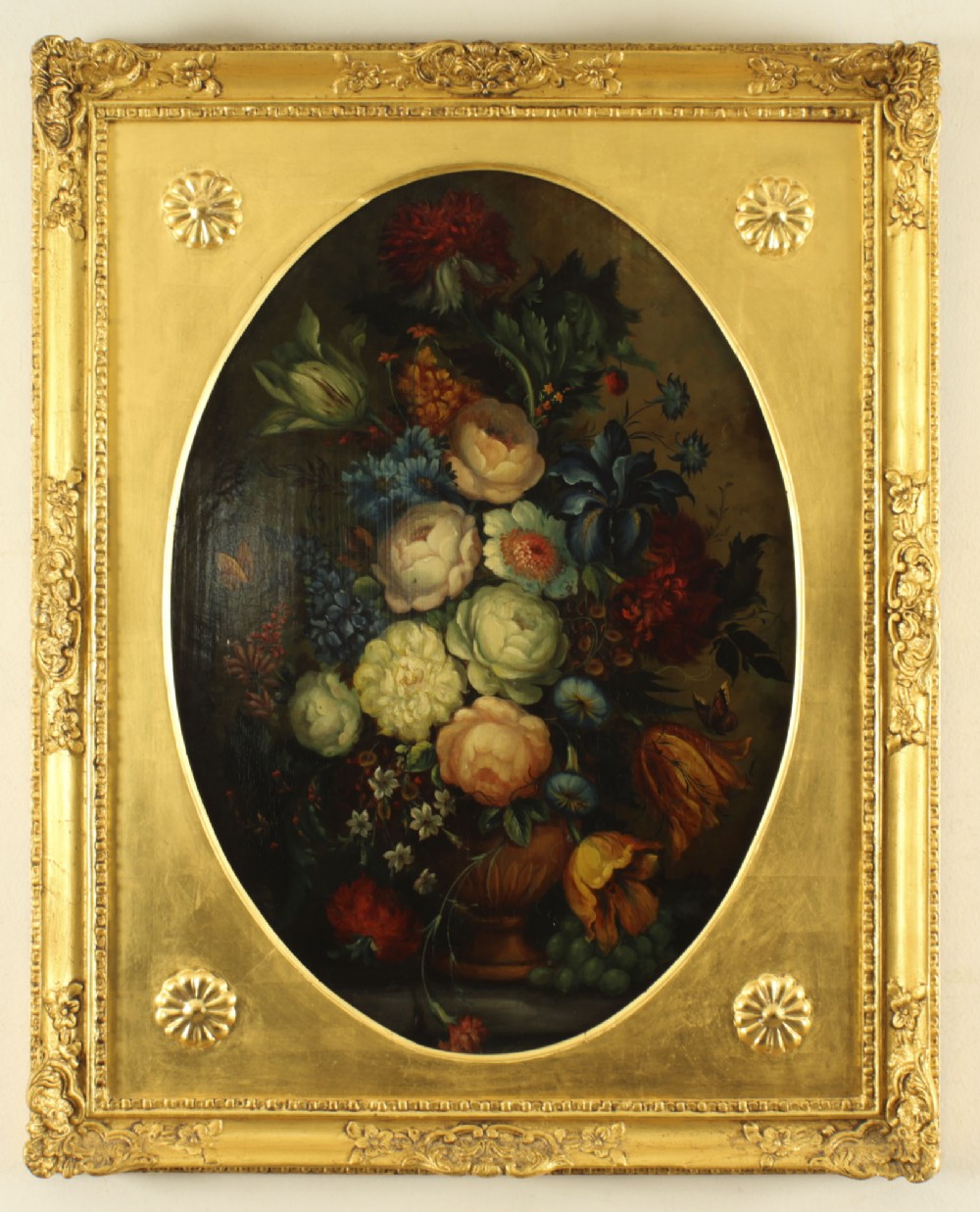 Antique English School Oil on Panel Floral Still Life Painting 19th C