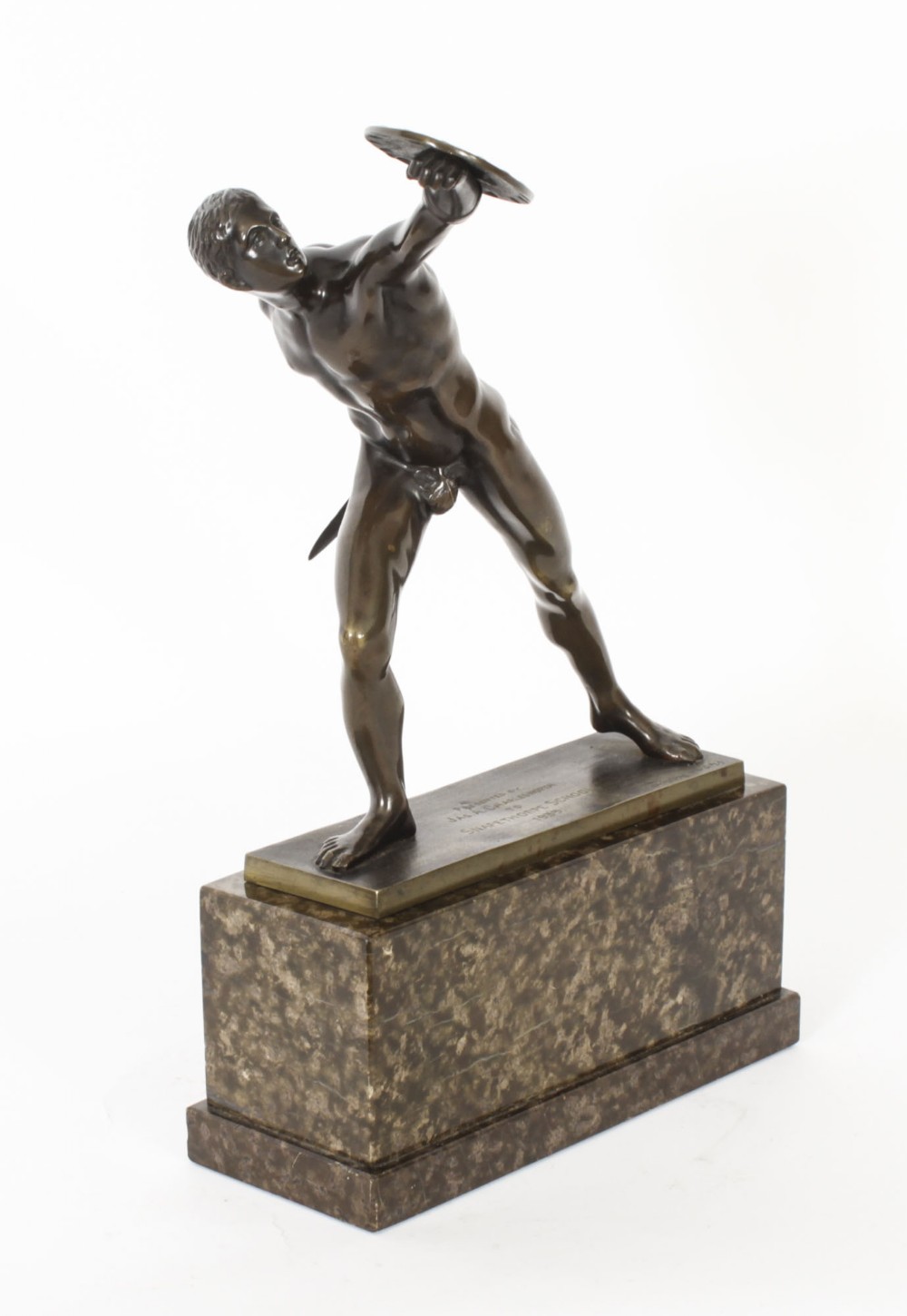 Antique French Grand Tour Ormolu Bronze Model of Borghese Gladiator 19thC