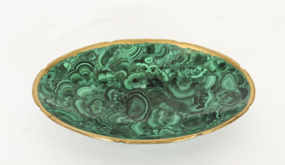 Antique Malachite & Ormolu Trinket Dish 20th Century