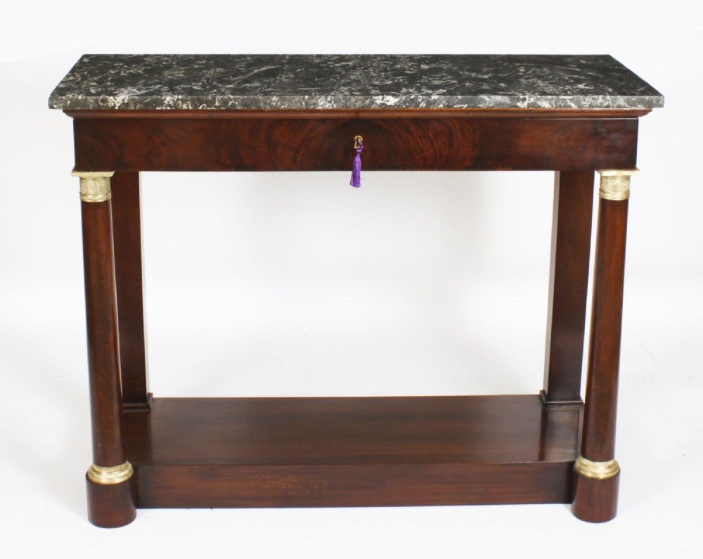 Antique French Empire Marble Top Ormolu Mounted Console Table 19th C
