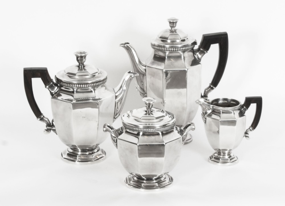 Antique Art Deco Christofle Colbert Gallia Tea & Coffee 4 Piece Set 1920's