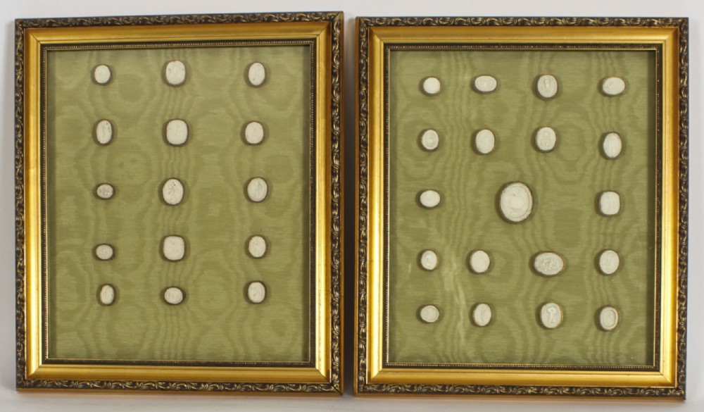 Antique Pair Framed Grand Tour Giovanni Liberotti Intaglios 19th C