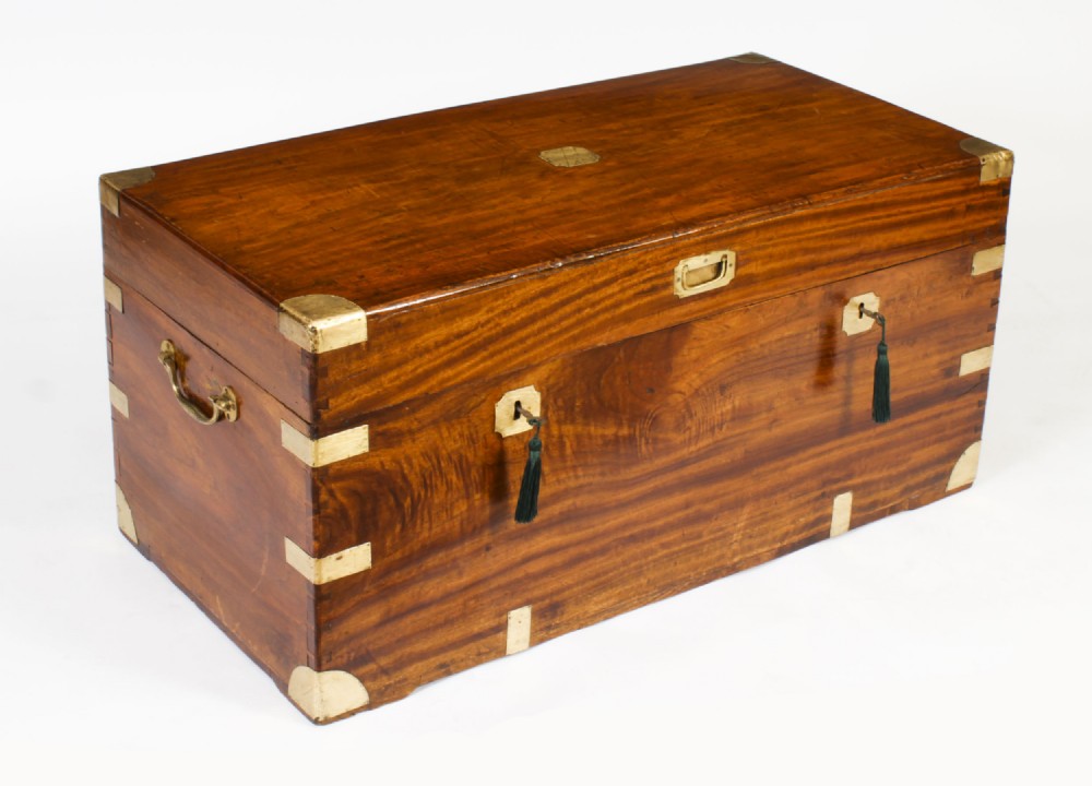 Antique Military Campaign Camphorwood Trunk Coffer c1820 19th C