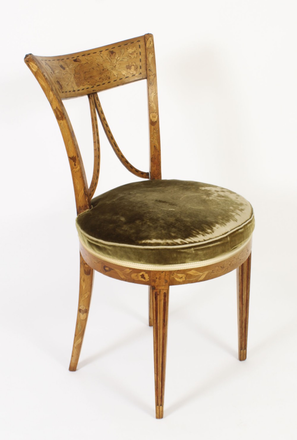Antique Dutch Satinwood Marquetry Desk Chair c.1830 19th Century