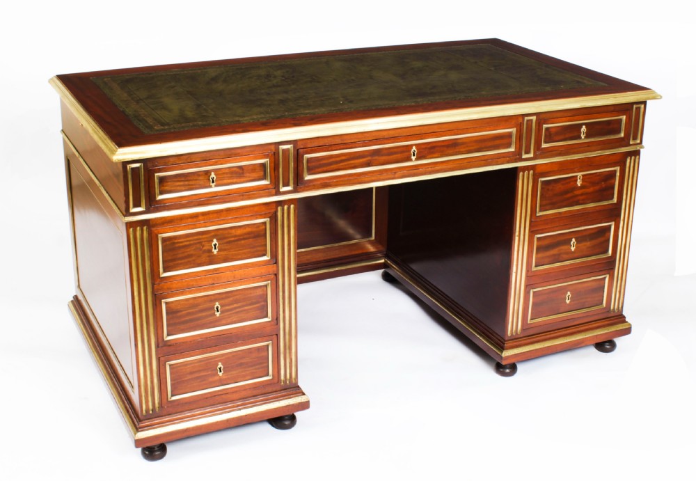 Antique French Directoire Ormolu Mounted Pedestal Desk 19th C