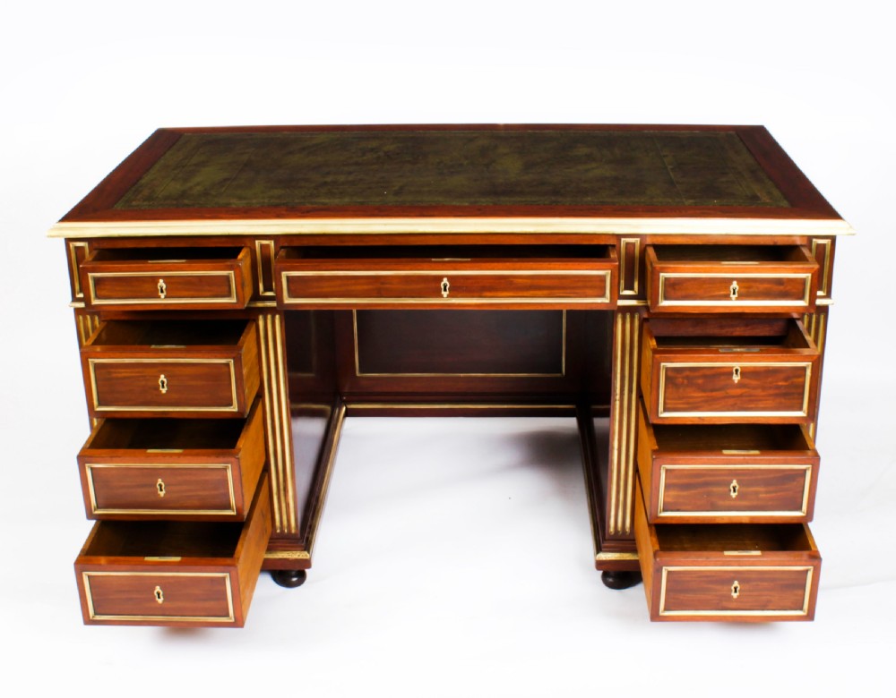 Antique French Directoire Ormolu Mounted Pedestal Desk 19th C View VI