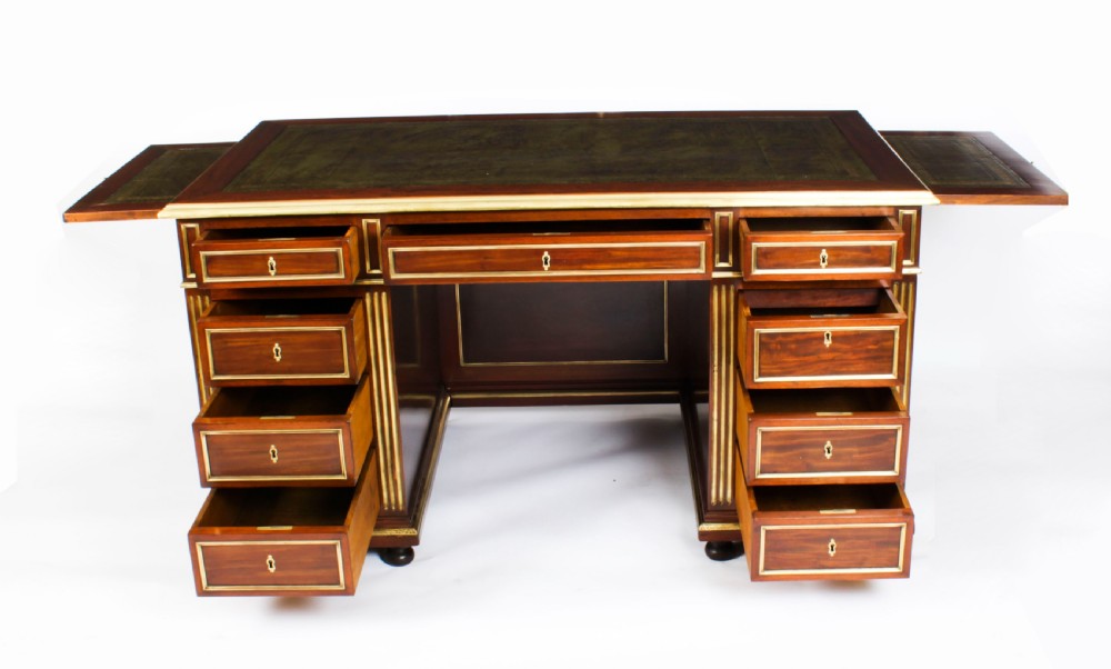 Antique French Directoire Ormolu Mounted Pedestal Desk 19th C View IX