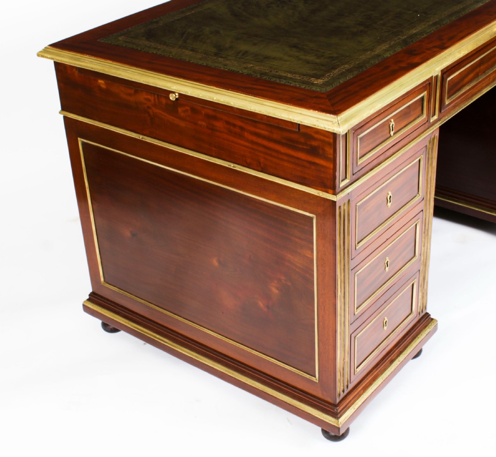 Antique French Directoire Ormolu Mounted Pedestal Desk 19th C View XIV