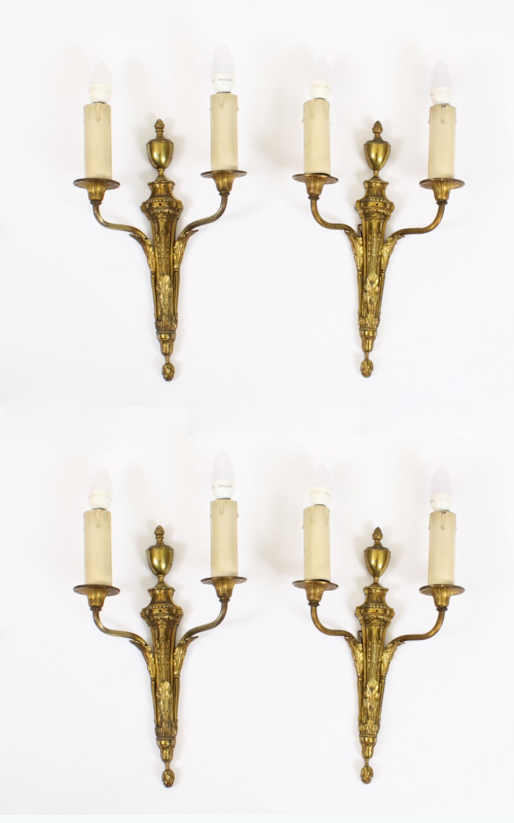 Antique Set 4 Adam Revival Omolu Twin Branch Wall Lights C1920