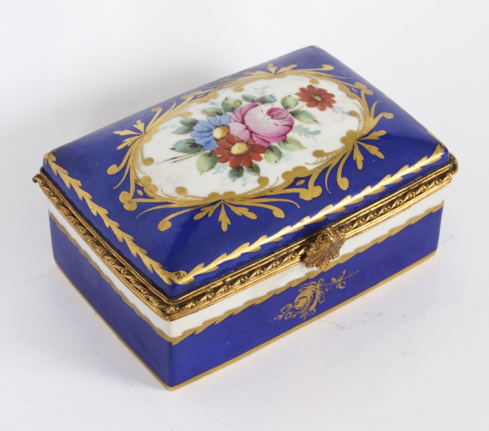 Antique Limoges Royal Blue Ormolu Mounted Casket Box 19h C