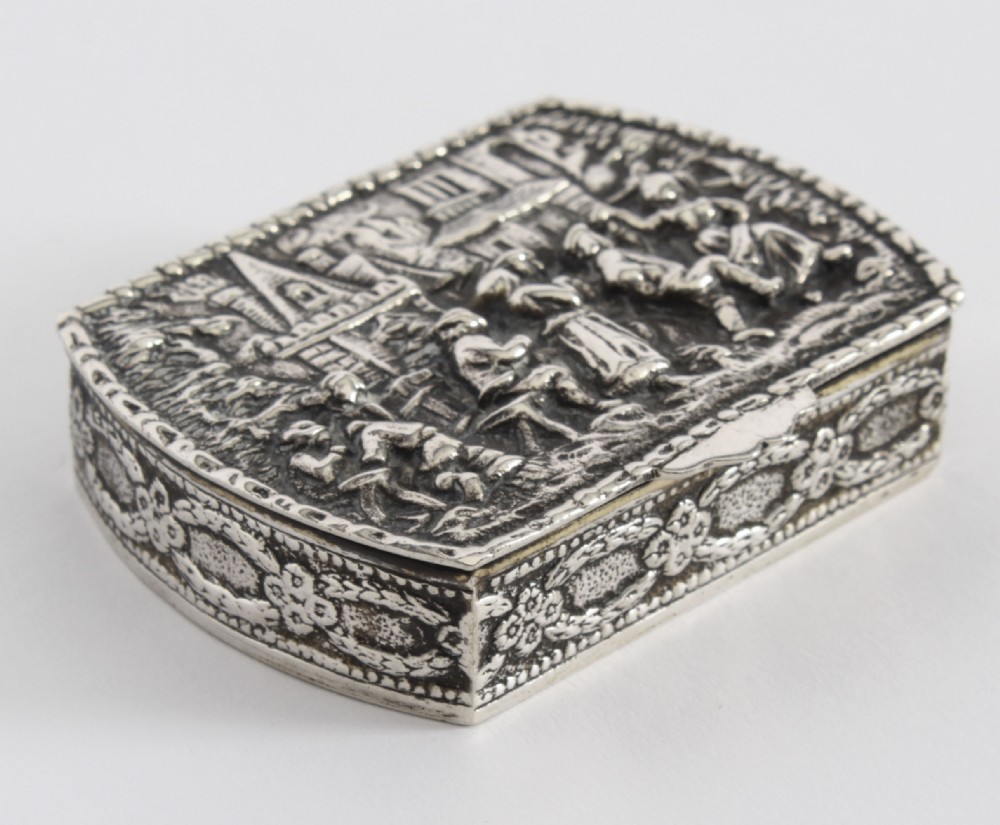 Antique Sterling Silver Spanish Snuff Pill Box Circa 1900