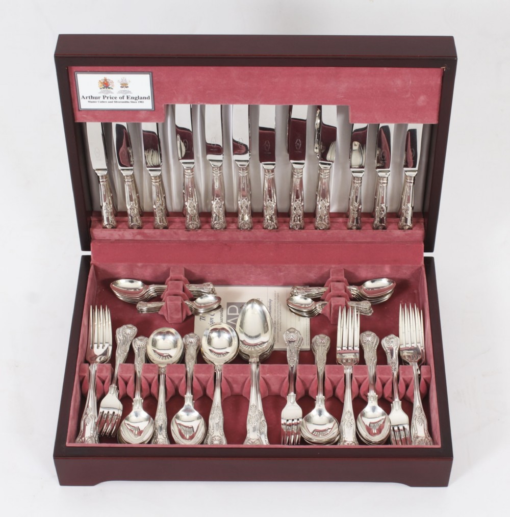 Antique Canteen x12 Sterling Silver Cutlery Kings Pattern London 1905