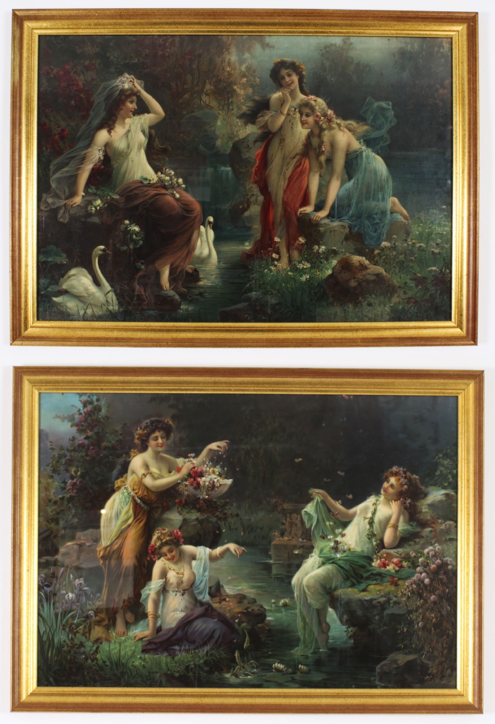 Antique Pair Art Nouveau Pears Prints Gilded Frames 19th C