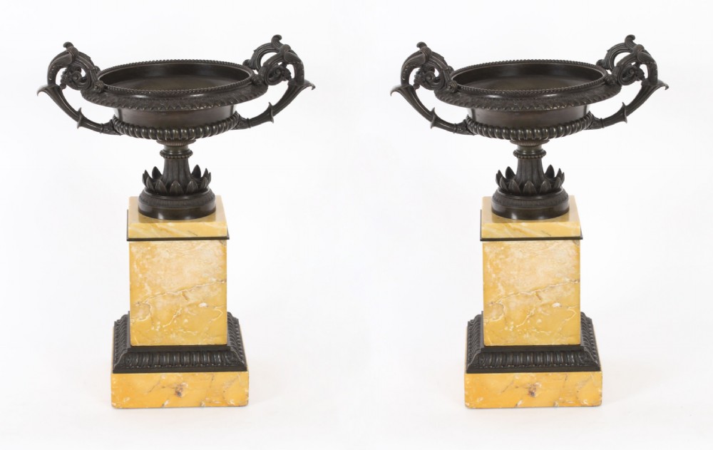 Antique Pair Italian Grand Tour Campana Urns 19th C