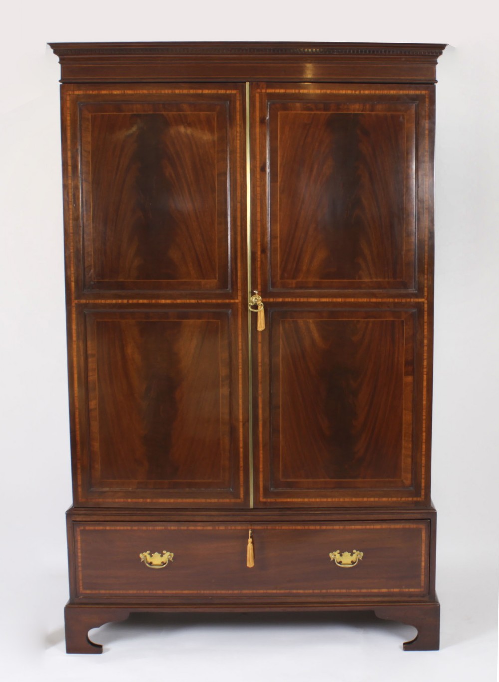 Antique English Victorian Flame Mahogany Wardrobe 19th C
