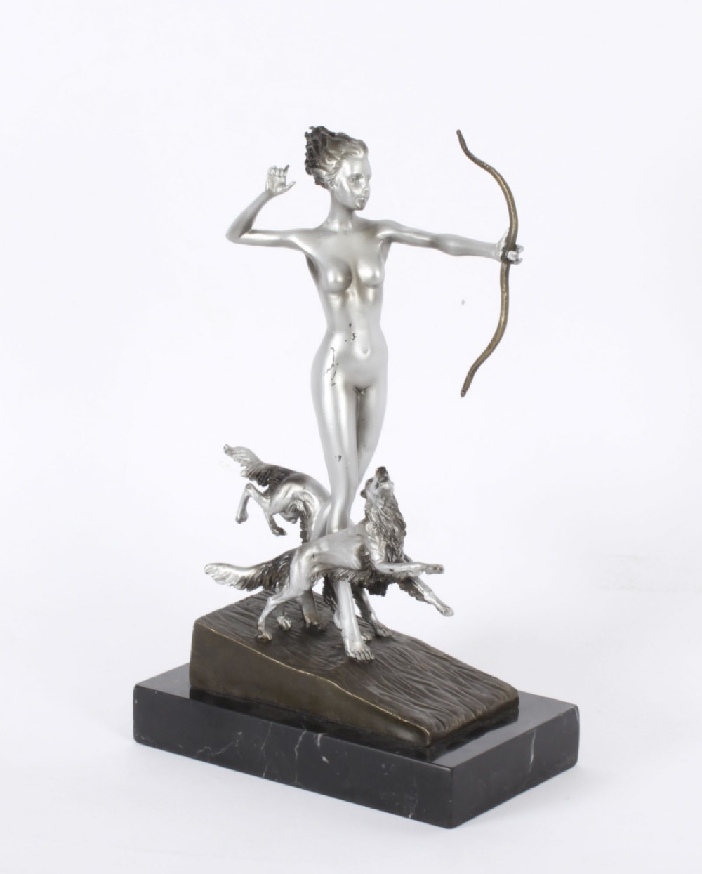 Antique Art Deco Revival Bronze Diana the Huntress Josef Lorenzl 20th C