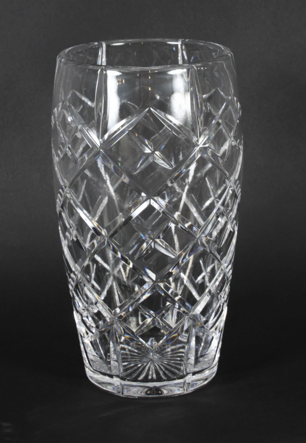 Antique English Cut Crystal Cylindrical Vase C 1900