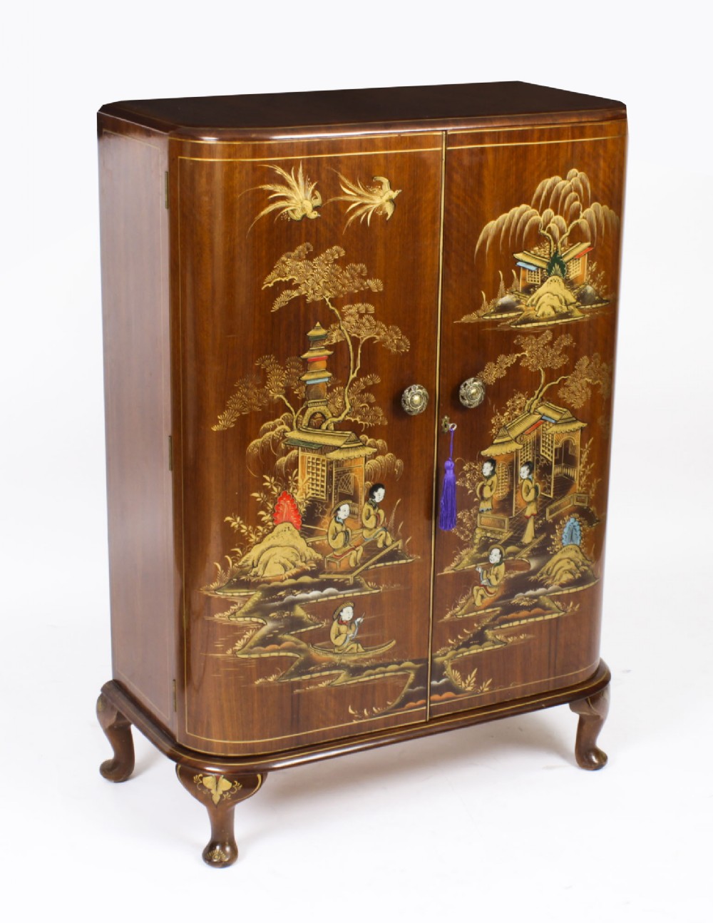 Antique Art Deco Chinoiserie Cocktail Cabinet Dry Bar Harrods Circa 1920