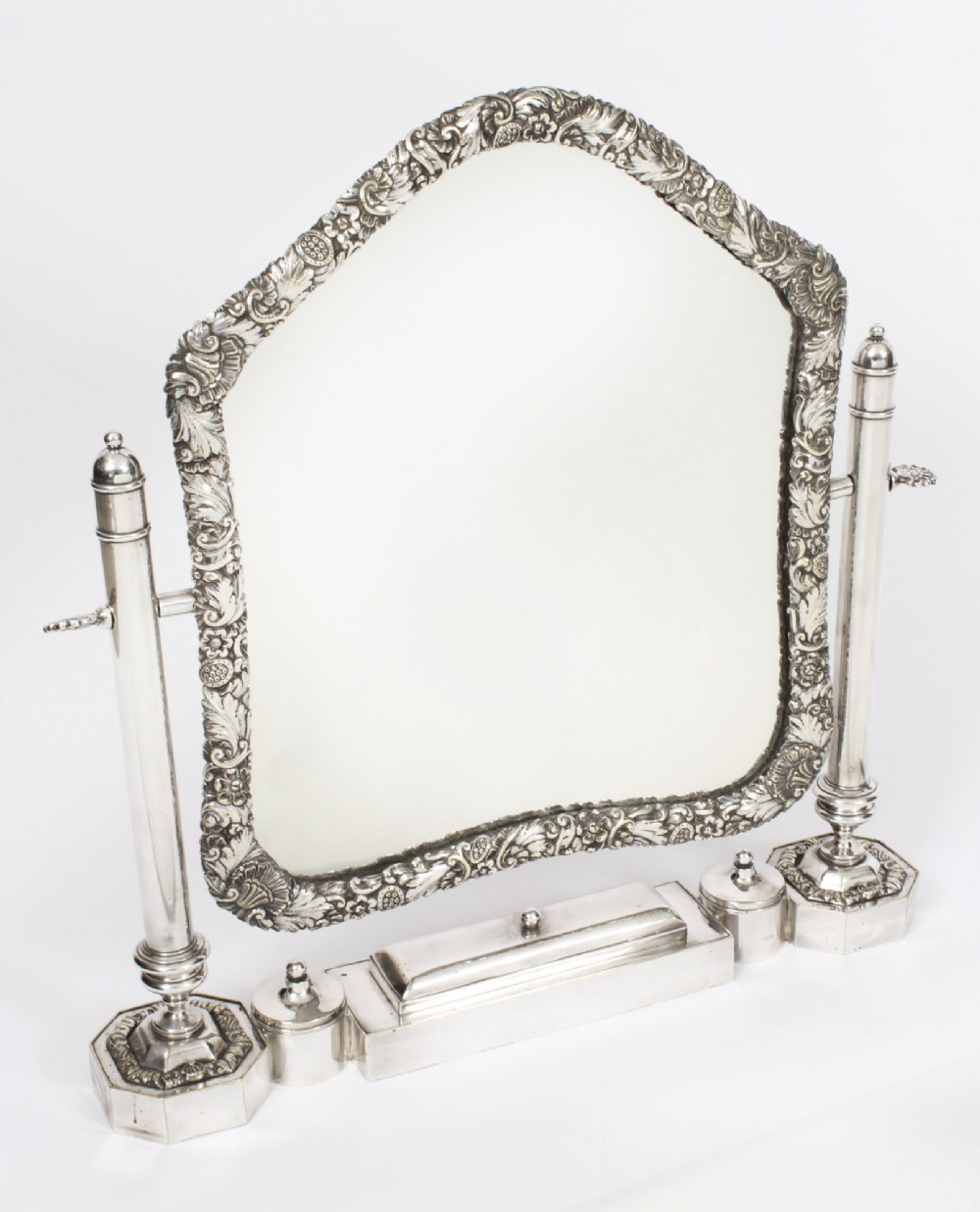 Antique Large Victorian Silver Plated Dressing Table Mirror 19th Century
