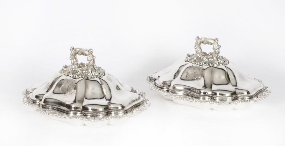 Antique Pair of English Old Sheffield Entree Dishes 18th C