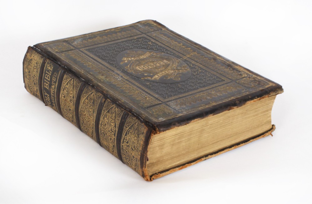 Antique Victorian Family Bible c.1850 Leather Bound