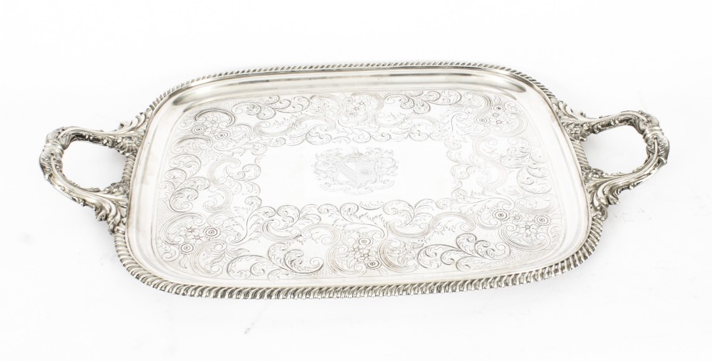 Antique Old Sheffield Silver Plated Tray George III C 1780 18th C